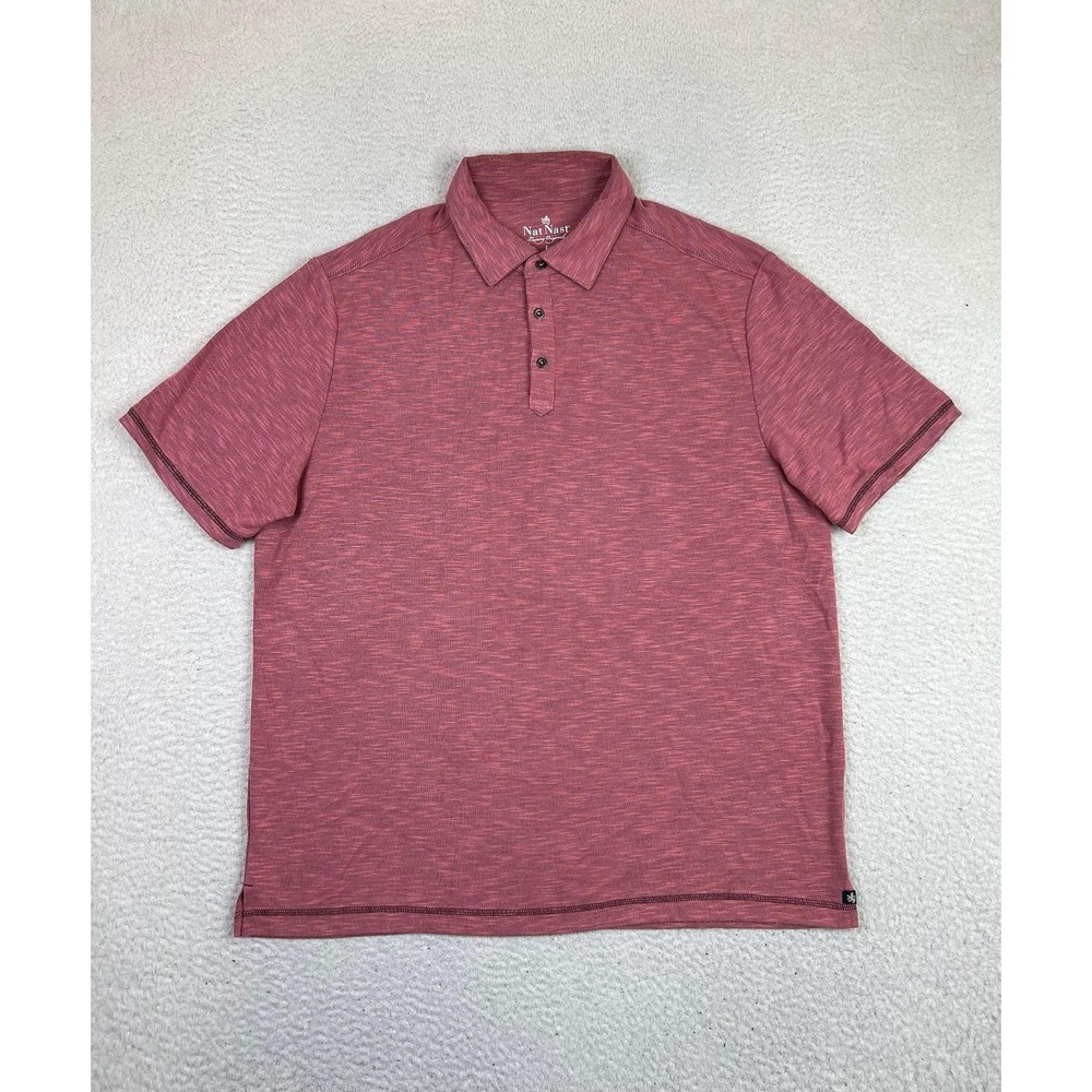 Nat Nast Luxury Originals Polo Shirt Mens Large Red Heathered Rayon Blend Casual
